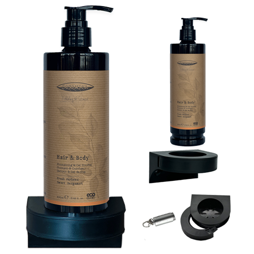2 x 400ml | Hair and Body | 2in1 Gel | Starter Kit | Inc. Holder, Magnet key & Wall Fixings