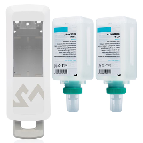 Manual Dispenser | 2 x 500ml Mild fragrance free foam soap refills