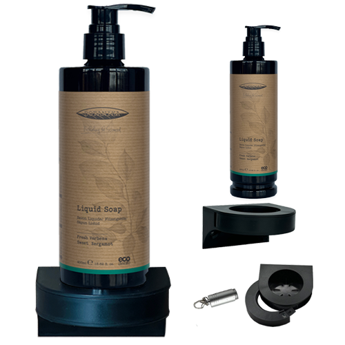 2 x 400ml | Liquid Soap | Handwash Gel | Starter Kit | Inc. Holder, Magnet key & Wall Fixings